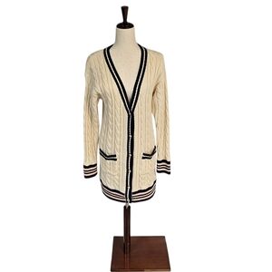 SAYLOR Lambwool Cream Cable Knit Button Cardigan Small Preowned
